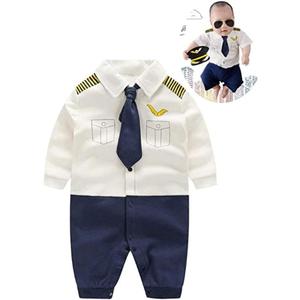 FANCYBABY Baby Pilot For Boys Girls Halloween Uniform Cosplay Romper Costume Outfit (6 to 9 Months, Long Sleeves)