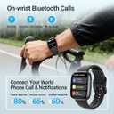 Fitpolo Smart Watch, 1.85" AMOLED Fitness Tracker with Bluetooth Call, Heart Rate/Sleep/SPO Monitor, 100+ Sports Modes, 3ATM Waterproof Smartwatch for Android/iPhone/Samsung, Includes 2 Bands