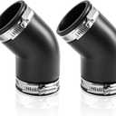2 Pack 2" 45-degree Flexible Elbow Fitting, Heavy Duty Rubber Construction with 304 Stainless Steel Clamps, Leak-proof UV Resistant Pipe Connector for Marine Bilge, DWV Drainage, Pump