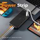 TESSAN Power Strip Surge Protector, 6FT Flat Plug Extension Cord with 8 Outlets 3 USB Charger(1 USB C), 1080 Joules Protection, Wall Mountable Charging Station for Home Office Dorm, Black