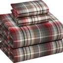 RUVANTI Flannel Sheets Full Size - 100% Cotton Double Brushed Bed Sheets Set, Deep Pockets 16 Inches, All Seasons Breathable & Extra Soft Full Sheets, Warm & Cozy, 4 Piece, Halloween Check