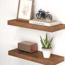 Axeman Natural Wood Floating Shelves for Wall Mounted 24 Inch Rustic Farmhouse Wall Shelves for Bathroom Bedroom Kitchen Living Room Decor Distressed Wooden Shelf|Set of 2, Weathered Walnut