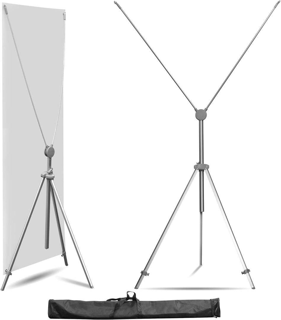 Anley Adjustable X Banner Stand with Travel Bag - Fits Any Banner Size from 23" X 63" to 35" X 78" - Portable Retractable Stand for Business, Trade Shows, Events, and Displays (Banner Not Included)