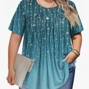 IN'VOLAND Womens Plus Size Tops Short Sleeve Tunic Crew Neck Shirts Summer Casual Loose Blouse, Size 5X