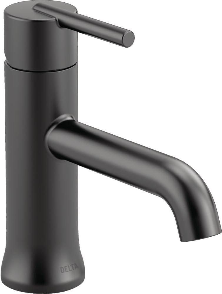 Delta Trinsic Matte Black Bathroom Faucet 1 Hole, Single Hole Bathroom Sink Faucet for Vanity, Metal Push-Pop Drain Assembly, Matte Black 559LF-BLMPU