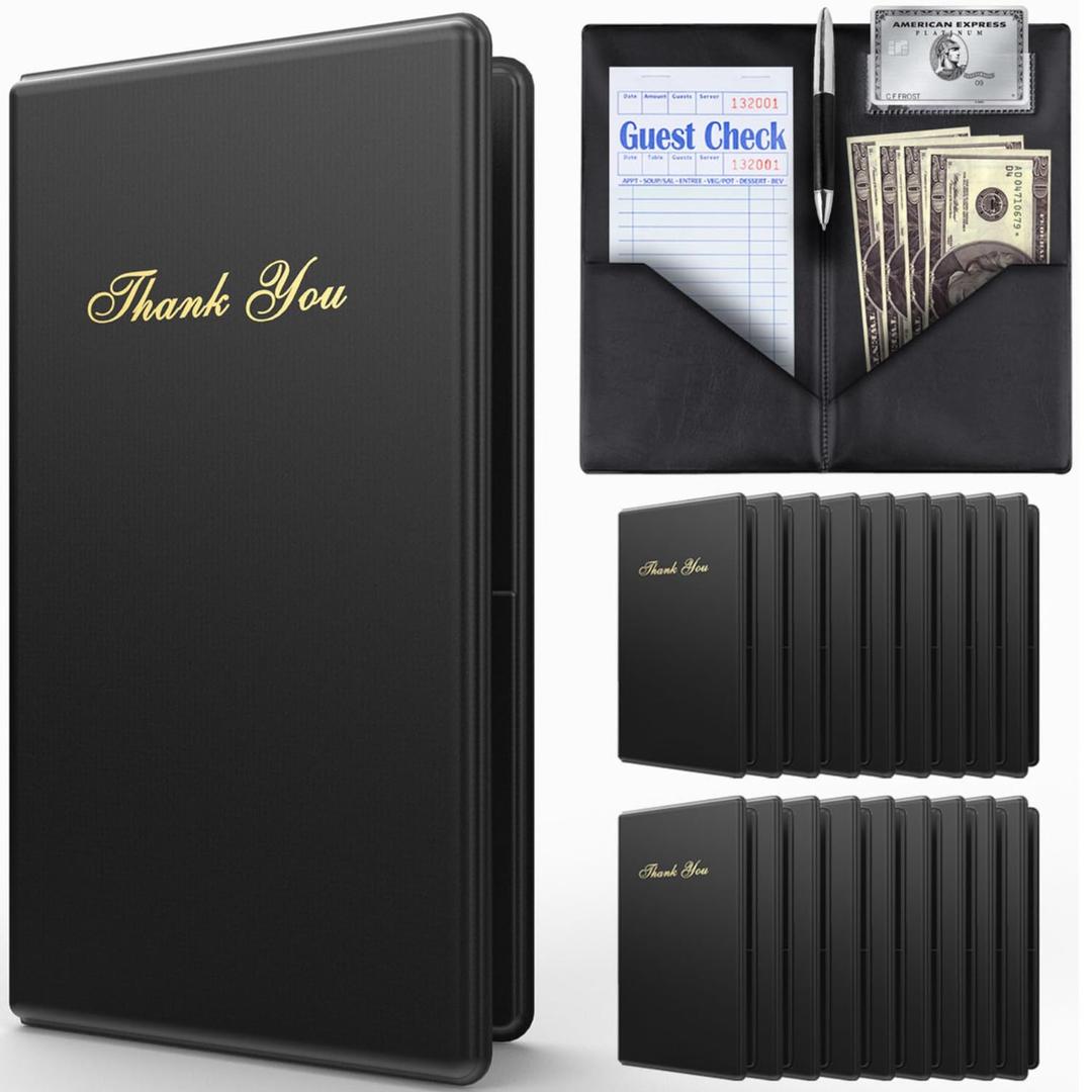 Budgetizer Check Presenters for Restaurants  20 Pack Guest Check Books for Servers  Check Holder  Check Book