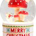 Christmas Snow Globe Musical Mushroom Squirrel Water Snow Globes with 7 Colors Change LED Light Music Box Home Christmas Decor for Kids White Snow Globes