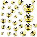 50 Pcs 3D Glitter Bee Decoration Spring 5Sizes Honey Bumble Wall Decals Large Bee Bulletin Board Cutouts with Shimmering Wings for Birthday Party Baby Shower Back to School Classroom Home Office Decor