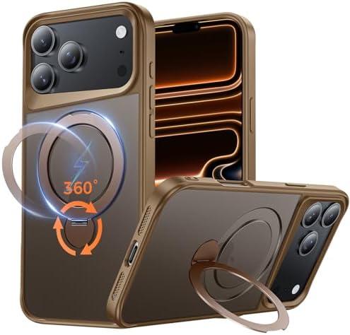 Xitufine Compatible with iPhone 17 Pro Case, with 360° Magnetic Stand [Compatible with MagSafe] [Military Drop Protection] Shockproof Translucent Matte Case for 17 Pro 6.3 Inch, Desert Titanium