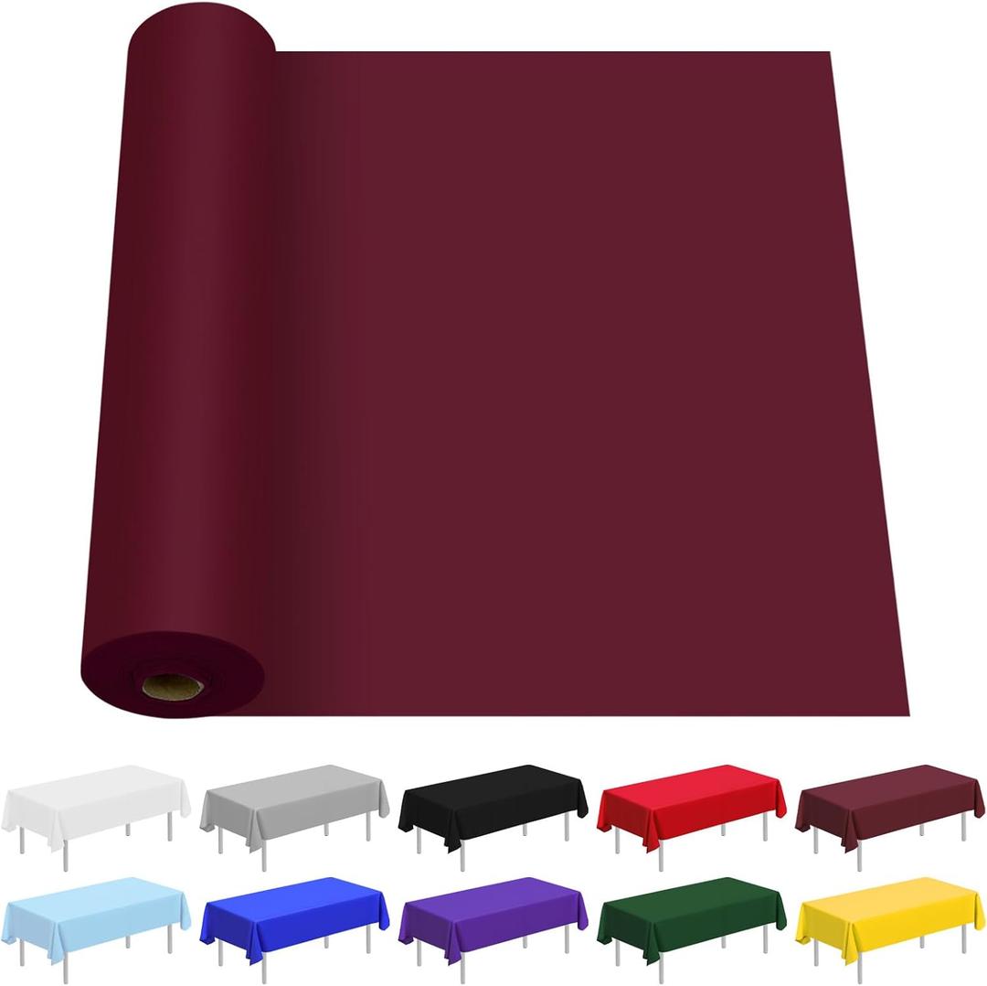 Plastic Table Cloth,100 Feet X 54 Inch Plastic Table Cover Roll Premium Disposable Tablecloth for Picnic, Party, Banquet, Birthday, Wedding, Anniversary (Burgundy)