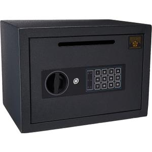 Drop Safe - Digital Compact Steel Money Security Box with Keypad - Deposit Cash Easily  For Home or Business by Paragon Safe - Black, .54 Cubic Feet