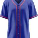 Baseball Jersey for Men,Blank Baseball Jerseys Shirts Short Sleeve Hip Hop Sports Casual Button-Down Uniforms (Blue, XL)