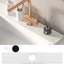 KUAOOAUK Faucet Mat for Kitchen Sink, Diatomaceous Earth Stone Drying Mat, Super Absorbent Sink Splash Guard, Prevent Moisture Stone Sink Tray for Bathroom Counter (White, 23.6 x 3.9 In)