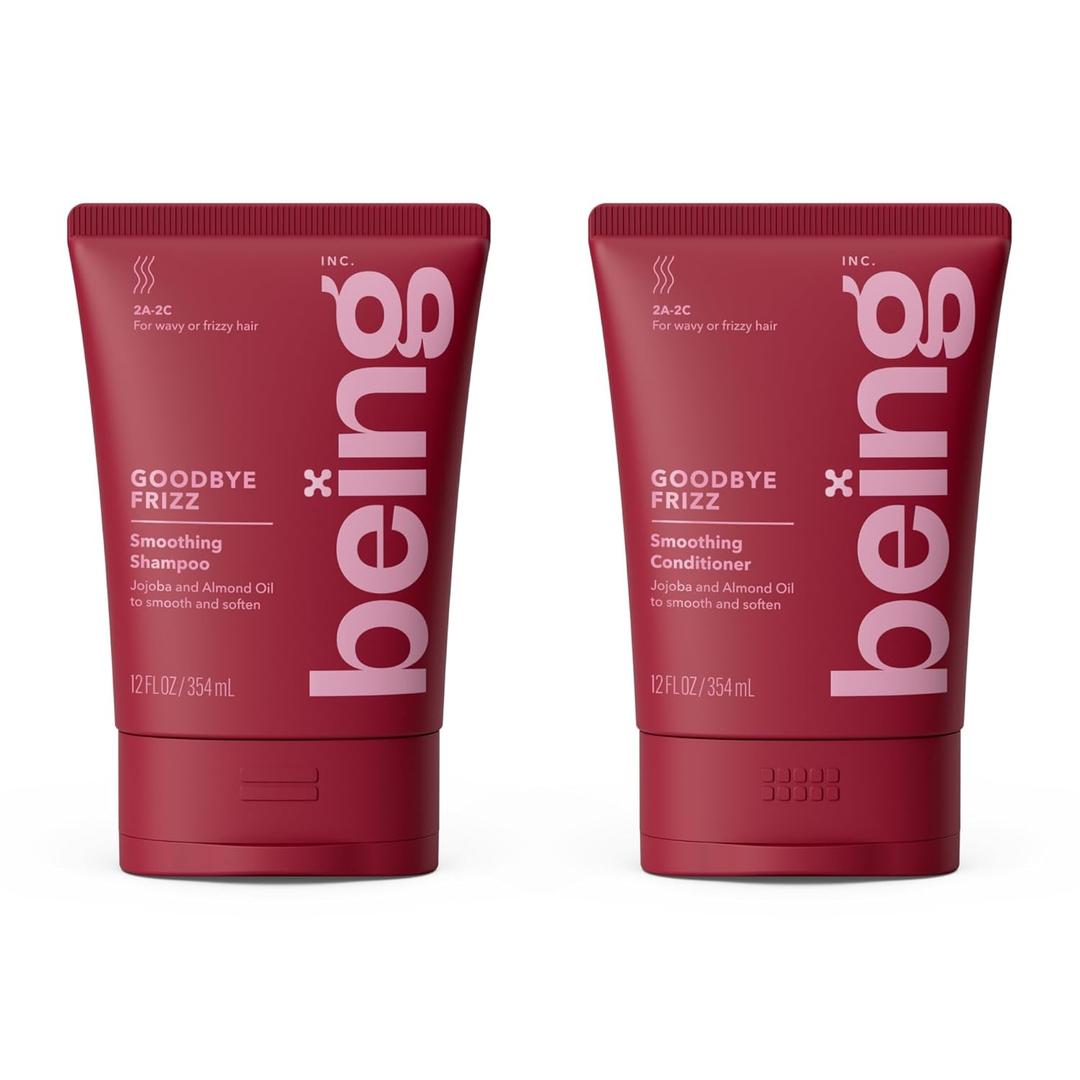 being GOODBYE FRIZZ Smoothing Shampoo and Conditioner Set 354mL with Jojoba and Almond Oil