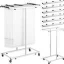 Mobile Blueprint Storage Rack Adjustable Holder with 6 Pcs Blueprint Clamps 4 Wheels Storage Organizer Stand for File Display Plan Office Home(24 Inch)