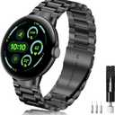Yeahxing Metal Band for Pixel-Watch 3 45mm 41mm - Stainless Steel Bands for Google Pixel Watch 4/3/2/1 2025, Adjustable Wristband for Men Women (Black)