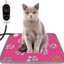 furrybaby Pet Heating Pad, Waterproof Dog Heating Pad Mat for Cat with Durable Anti-Bite Tube Indoor for Puppies Dogs Cats (1 Pack Pink, 17 X 17in, Temp Adjustable)