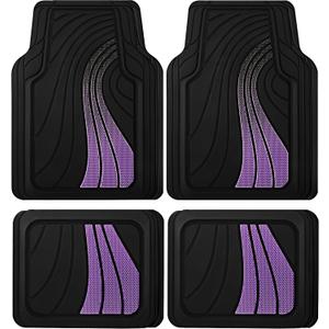 Road Comforts Car Floor Mats Full Set Front & Rear Car Floor Mats with Aluminum Design, Anti-Slip Backing, All-Weather Protection, Trim-to-Fit Car Mats for Most Sedans, SUVs & Vans - Purple