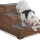 beeNbkks Extra Wide Wooden Dog Stairs and Pet Steps for High Beds or Sofas
