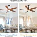 54'' Ceiling Fans with Lights, Modern Ceiling Fan for Living Room, Bedroom, ABS Plastic Blades, Dimmable LED, 6 Wind Speeds, Reversible Motor (Brown & Black)