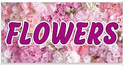 Tudomro 2x4 ft Flowers Banner Sign Fabric Polyester Sign Flowers Board Outdoor Advertising Banner for Business