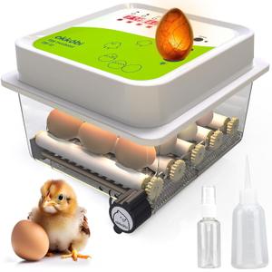 Incubators for Hatching Eggs - 12 Eggs - Ideal All Ages | Egg Incubator with Automatic Egg Turning and Humidity Control - Integrated Egg Candler - Okkobi OBI-12
