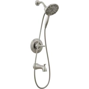 Delta Faucet Arvo 14 Series Single-Handle Tub and Shower Trim Kit, Shower Faucet with 4-Spray In2ition 2-in-1 Dual Hand Held Shower Head with Hose, Spotshield Stainless 144840-SP-I (Valve Included)