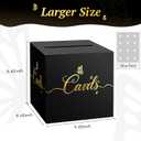 3 x Large Wedding Card Box for Graduation Baby Shower Birthday Wedding Reception Retirements Party Decoration Black Gift Cardboard Box for Diaper Raffles Gift Money Collection & Envelope Cards, 9.45 inch
