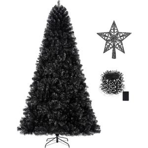 KTKDE 5ft Black Artificial Christmas Tree Halloween Tree Decorations with 560 Tips LED Battery Box Light String Christmas Tree Indoor Holiday Office Party