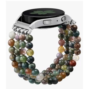 Natural Stone Bracelet Beaded Band Women 20mm Compatible with Samsung Galaxy Watch 7/6/5/4/Active 2/4 Classic/6 Classic/5 Pro/FE 40mm 42mm 43mm 44mm 45mm 46mm 47mm