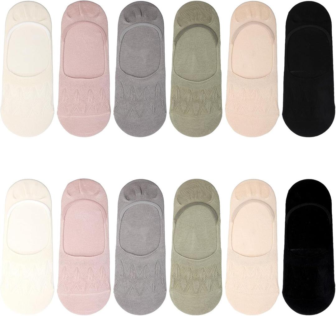 TIESOME 6 Pairs No Show Socks for Women, Invisible Liner Non Slip & Low Cut Footies for Flats Summer Breathable Cotton Liner Socks