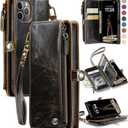 Defencase Compatible with iPhone 11 Pro Case Wallet with RFID Blocking Card Holder for Women Men, Soft PU Leather Magnetic Snap Flip Zipper Strap Wallet Phone Case Fit for iPhone 11 Pro 5.8", Coffee