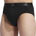 adidas mens Performance Stretch Cotton Brief Underwear (3-pack) Designed for Active Comfort and All Day Wear. (Large, Black/Onix Grey)