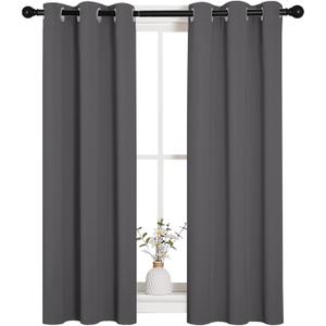 NICETOWN Grey Blackout Curtain Panels for Bedroom, Thermal Insulated Grommet Top Blackout Draperies and Drapes (2 Panels, W29 x L45 inches, Grey)