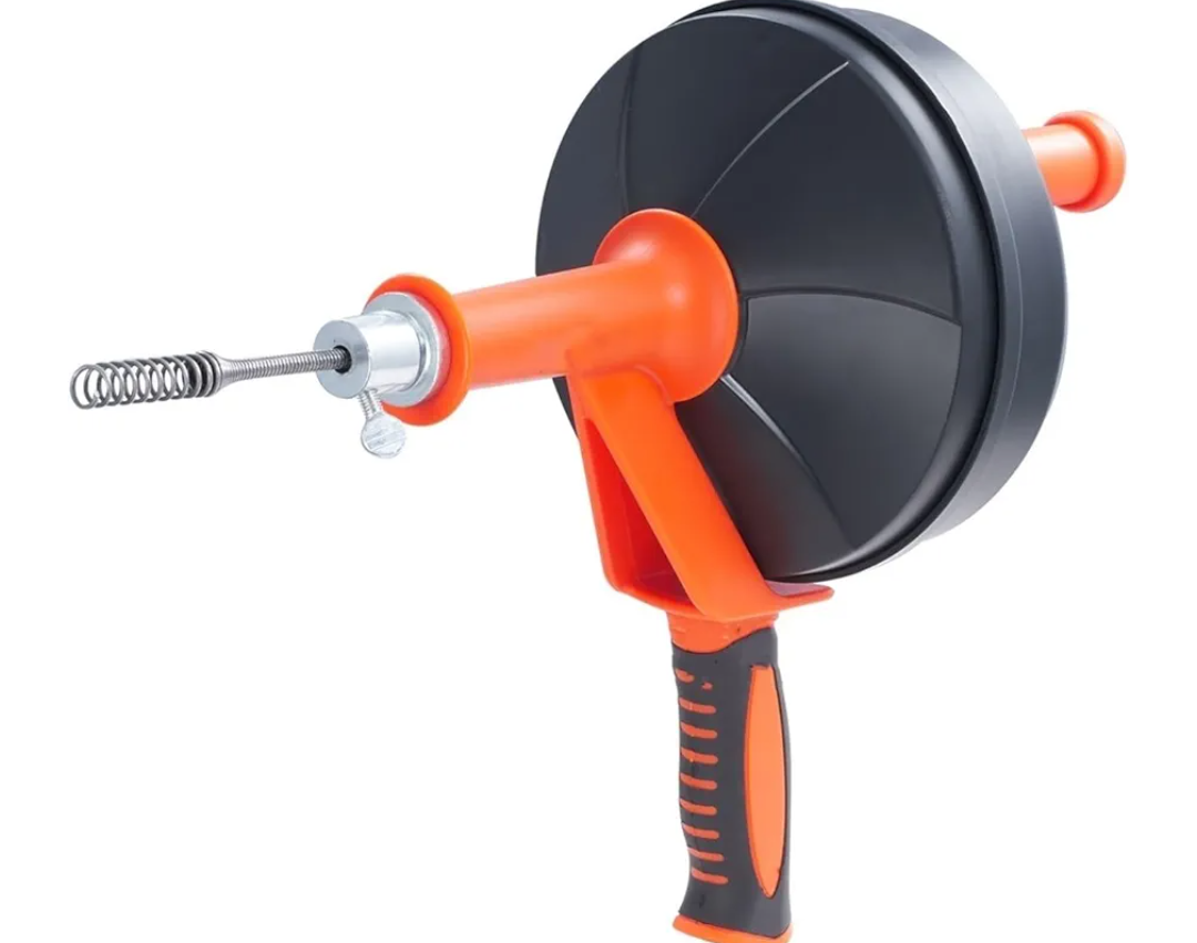 Drain Auger 25Ft Manual-feeding Plumbing Snake w/Drill Attachment Clog Remover Toilet Sewer Pipe Dredge for Home
