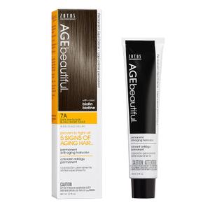AGE beautiful Permanent Hair Color Dye Liqui Creme | 100% Gray Coverage | Anti-Aging Haircolor | Biotin for Thicker, Fuller Hair | Professional Salon Coloring (7A Dark Ash Blonde)