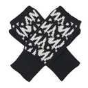 BRUCERIVER Womens Winter Knit Soft Fingerless Mitten Gloves Geometry Design On Top Black One Size