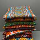 Nuogo 12 Pcs Bohemian Floor Cushions Bulk 15 Inch Boho Floor Sitting Pillows Yoga Mandala Meditation Pouf for Living Room Balcony Office Tatami(Square)