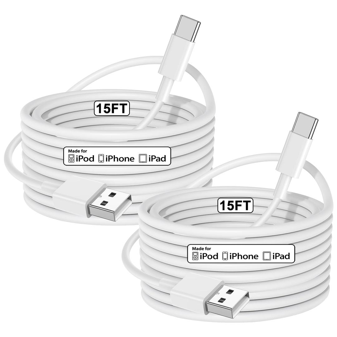 Cabepow 15 FT Extra Long iPhone 17 16 15 Charger Cord,[Apple MFi Certified] Long USB A to USB C Cable 5M,3A iPhone 17 Fast Charging Cord for iPhone 17 16 Pro Max/15 Pro/16/16e/15/Air (White)