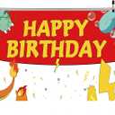 5.9x3.6ft Cartoon Birthday Backdrop Red and White Photography Backdrops for Kids Party Supplies Happy Birthday Party Decorations