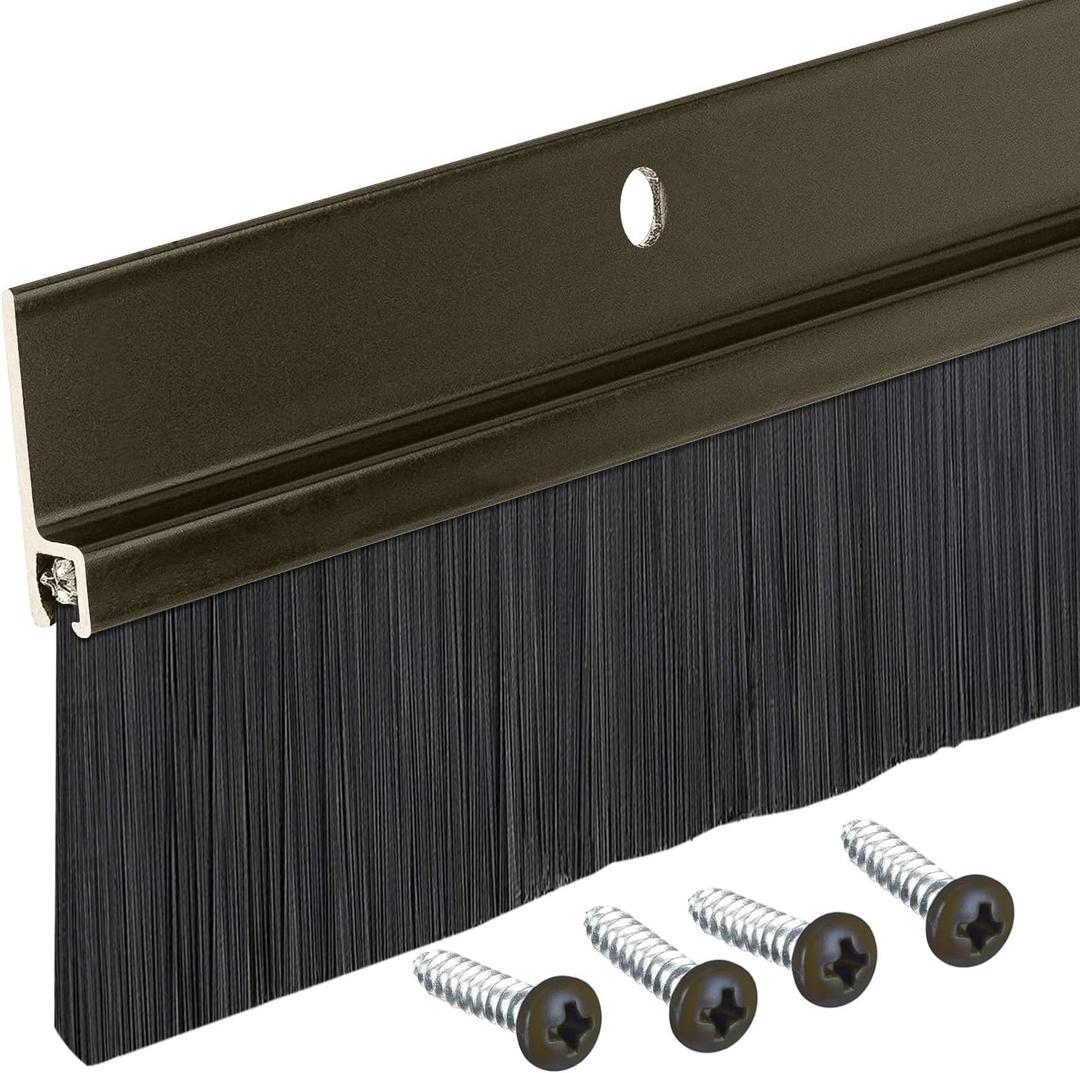 Brush Sweep Door Sweep with Black 1 1/2" Brush (3 FT, Brown)