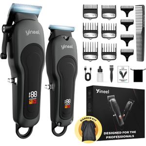 Yineel Hair Clippers for Men, Professional Cordless Clippers & Trimmer Set, Super Quiet, Clippers for Hair Cutting Kit with LED Display, Gift for Men Women Barber Kid
