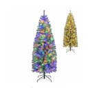 9 Modes LED Pre-Lit Blue Artificial Slim Pencil Christmas Tree - 195cm