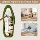 Full Length Mirror, 63"x24" Full Body Mirrors, Flannel Floor Mirrors with Stand, Irregular Wavy Mirror Hanging or Leaning Against Wall for Bedroom Living Room, Green