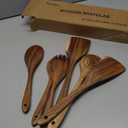 6 Pack Wooden Spoons For cooking  Heat-Resistant Wood Spatula with Comfort Grip, Lightweight Kitchen Cooking Utensils set, wood Spoon utensil Set Perfect for Non-Stick Cookware