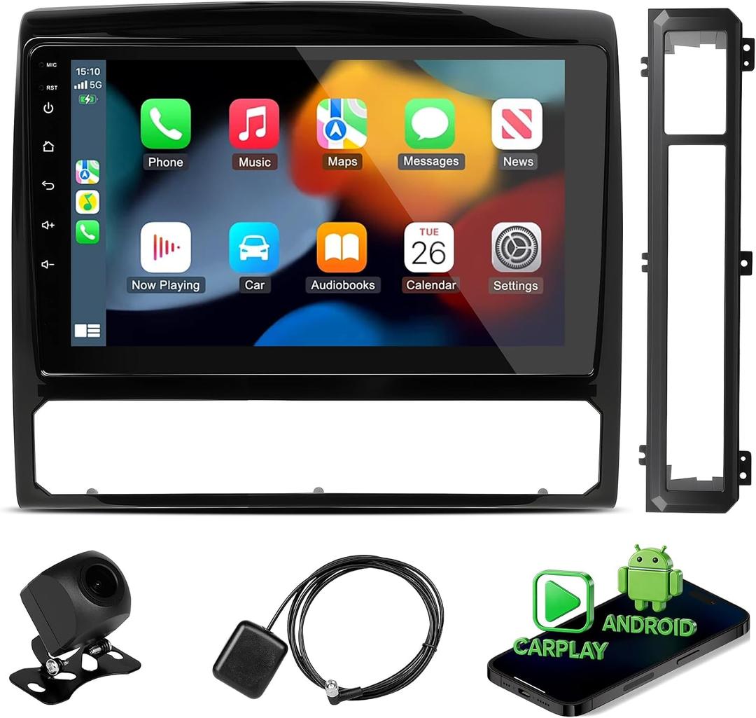 9 Inch Car Radio Stereo Fit for Toyota Tacoma 2005-2015, 2+64GB, with CarPlay & Android Auto, Android 14, GPS Navigation, Bluetooth 5.0, Backup Camera Input, Steering Wheel Control