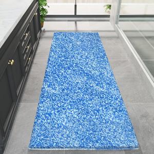 Blue Bathroom Rugs 45.6"x29.9", Extra Soft Absorbent Thick Shaggy Bath Rugs, Non Slip Quick Dry Bath Mat, Machine Washable Bath Rugs for Bathroom, Microfiber Rugs for Shower Bathtubs