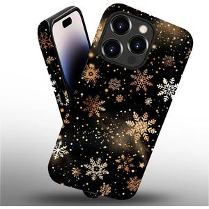for iPhone 14 Pro Max Case,Golden Snowflakes Falling Pattern for Girl Women Boy Hard Hybrid Shell Shockproof Silicone Full Body Protective Case for iPhone 14 Pro Max