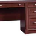 Sauder Palladia Computer Desk with Drawers, Home Office Desk with File Cabinet Storage Drawer, Cable Management, Keyboard Tray, in Select Cherry Finish