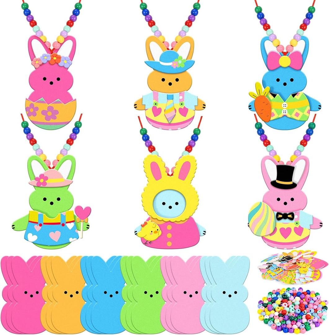 18 Leaf Easter Crafts Kits for Kids DIY Necklaces Beaded Necklace Arts Crafts Kit Make Your Own Easter Bead Necklace Making Kit for School Classroom Art Activities Easter Gifts
